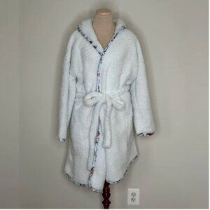 Vera Bradley White Soft Fleece Holiday Robe with Hood Size 2XL/3XL